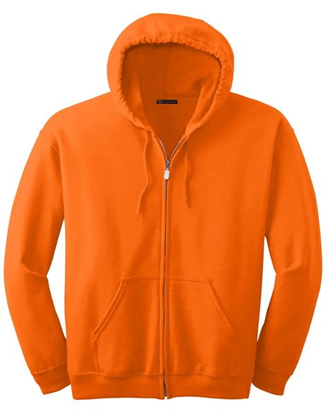 orange full zip hooded sweatshirt